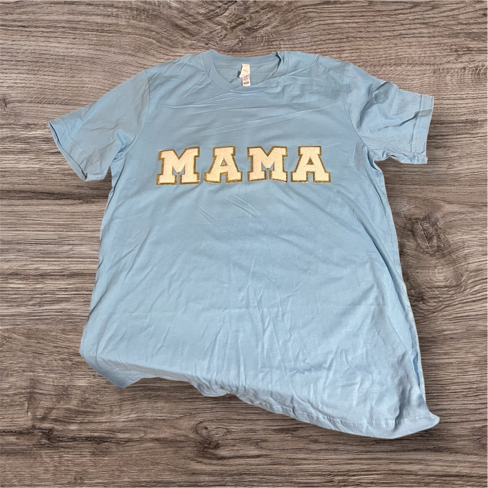 Blue Shirt with 'MAMA' Print